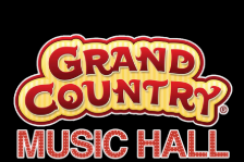 Grand Country Music Hall logo in red and gold with black background.