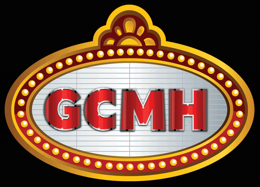 GCMH theater marquee logo in red and gold.