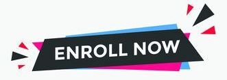 Black banner with white “ENROLL NOW” text and pink accents, shaped like a ribbon.