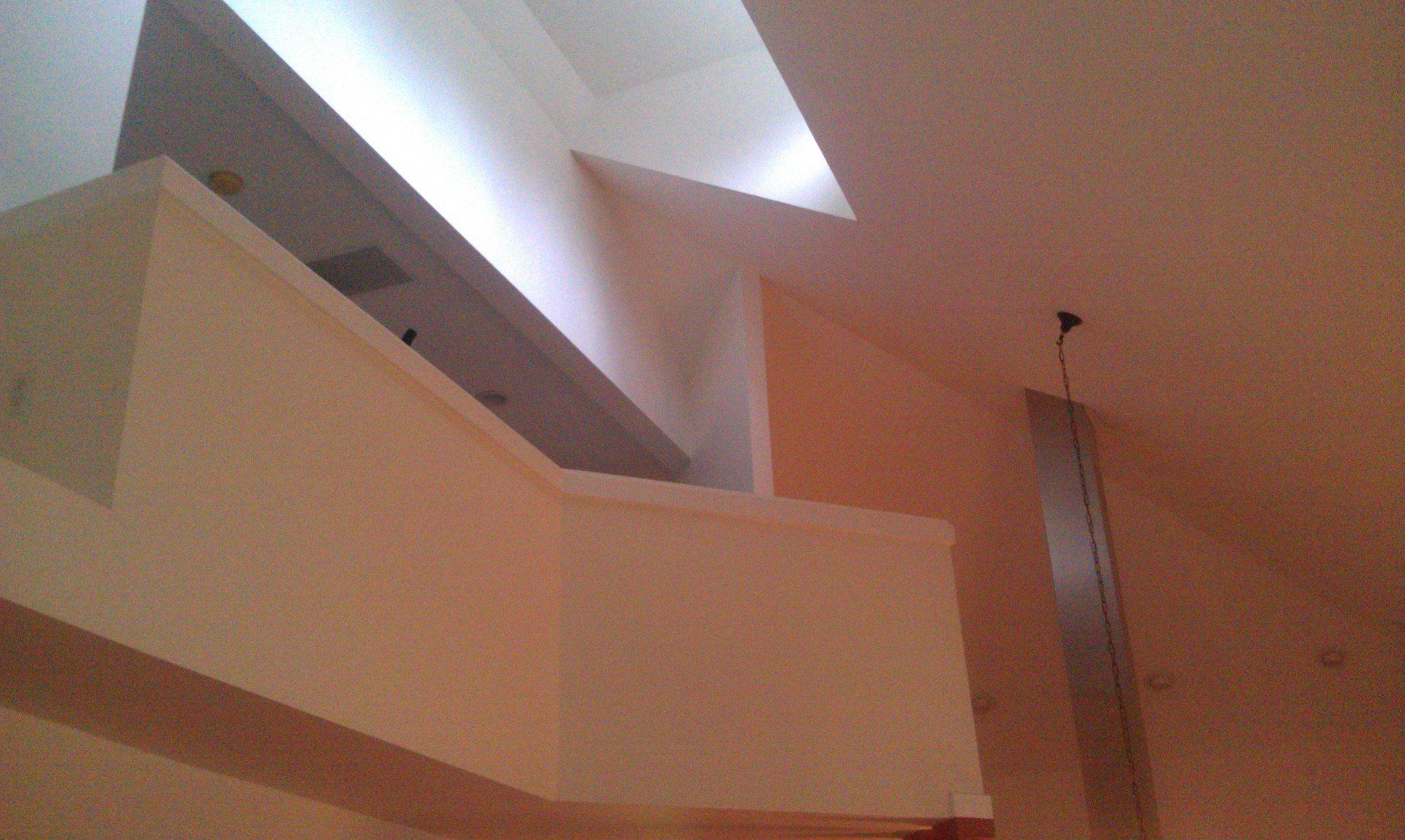 Looking up at the ceiling of a building