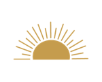 Ícone do nascer do sol dourado com raios acima do horizonte