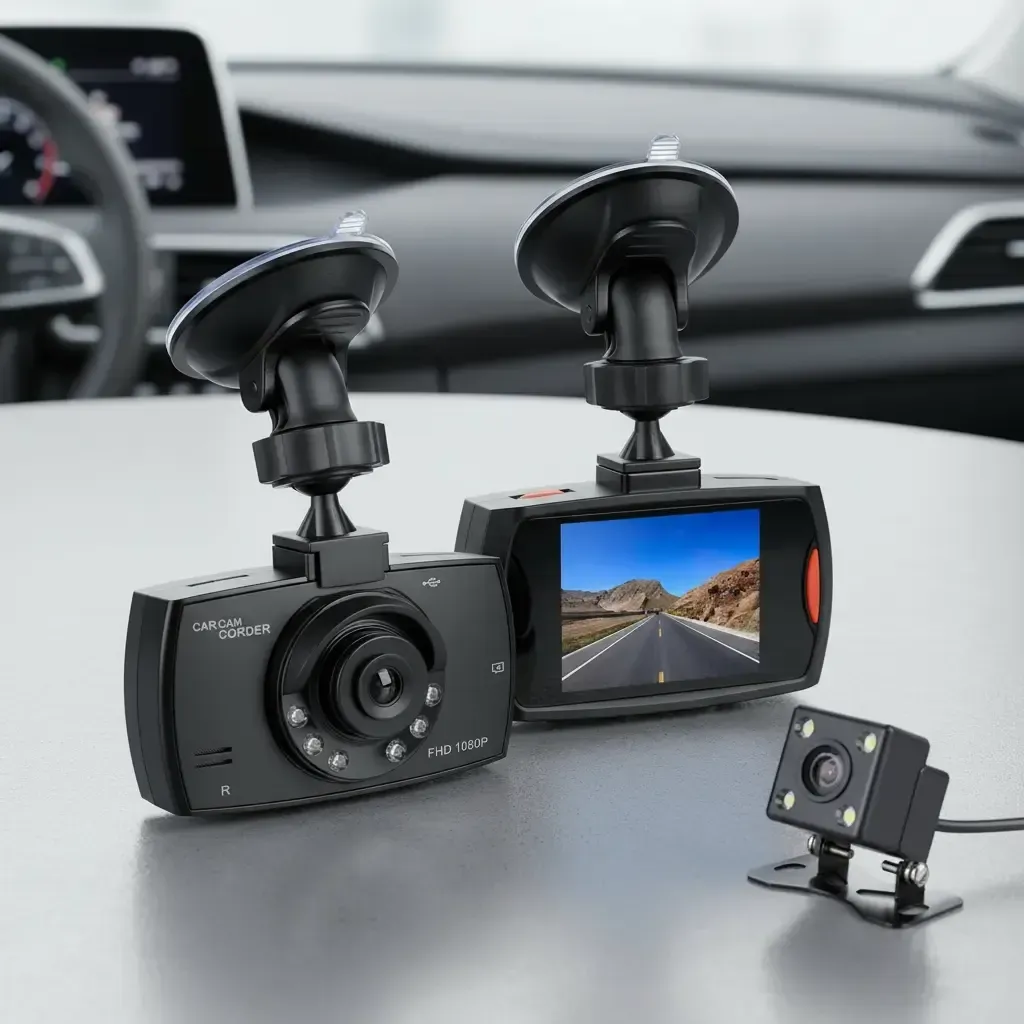 DVR y Doble Cámara TESTIGO Auto 1080 HD  Sensor Graba Foto y video + Tarjeta SD 32GB