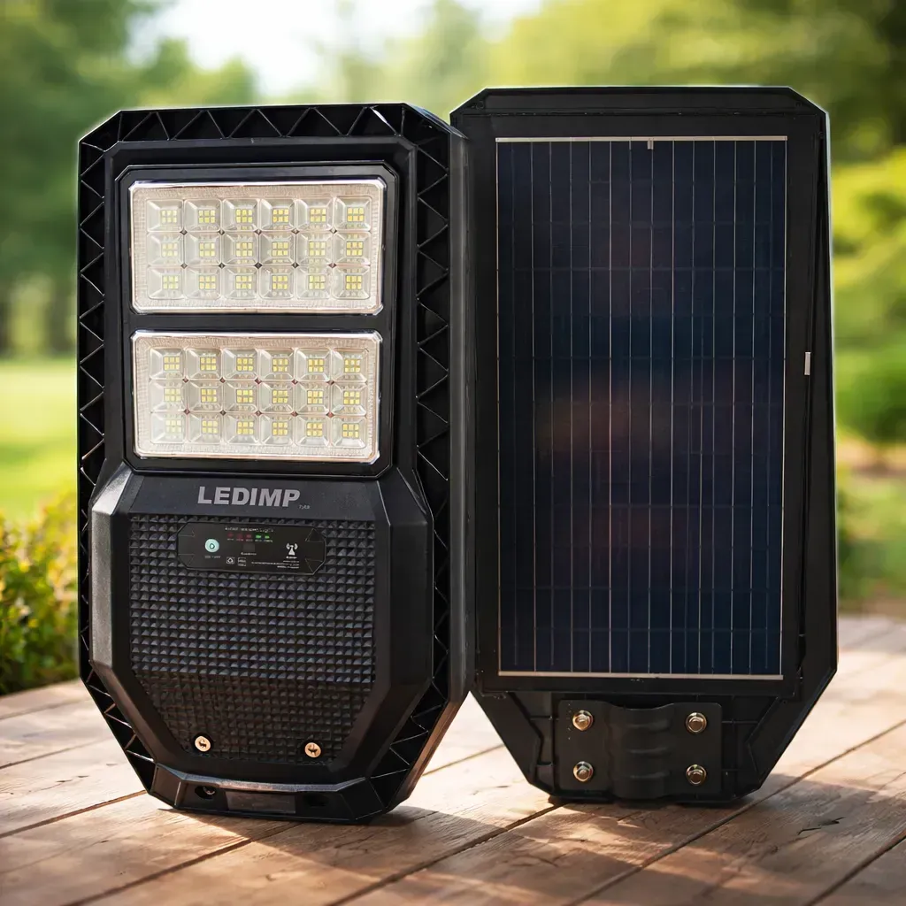 Luminaria Solar Ledimp 100w Entradas de auto-Comercios-Patios-Perímetros.