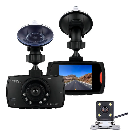 DVR y Doble Cámara TESTIGO Auto 1080 HD  Sensor Graba Foto y video + Tarjeta SD 32GB