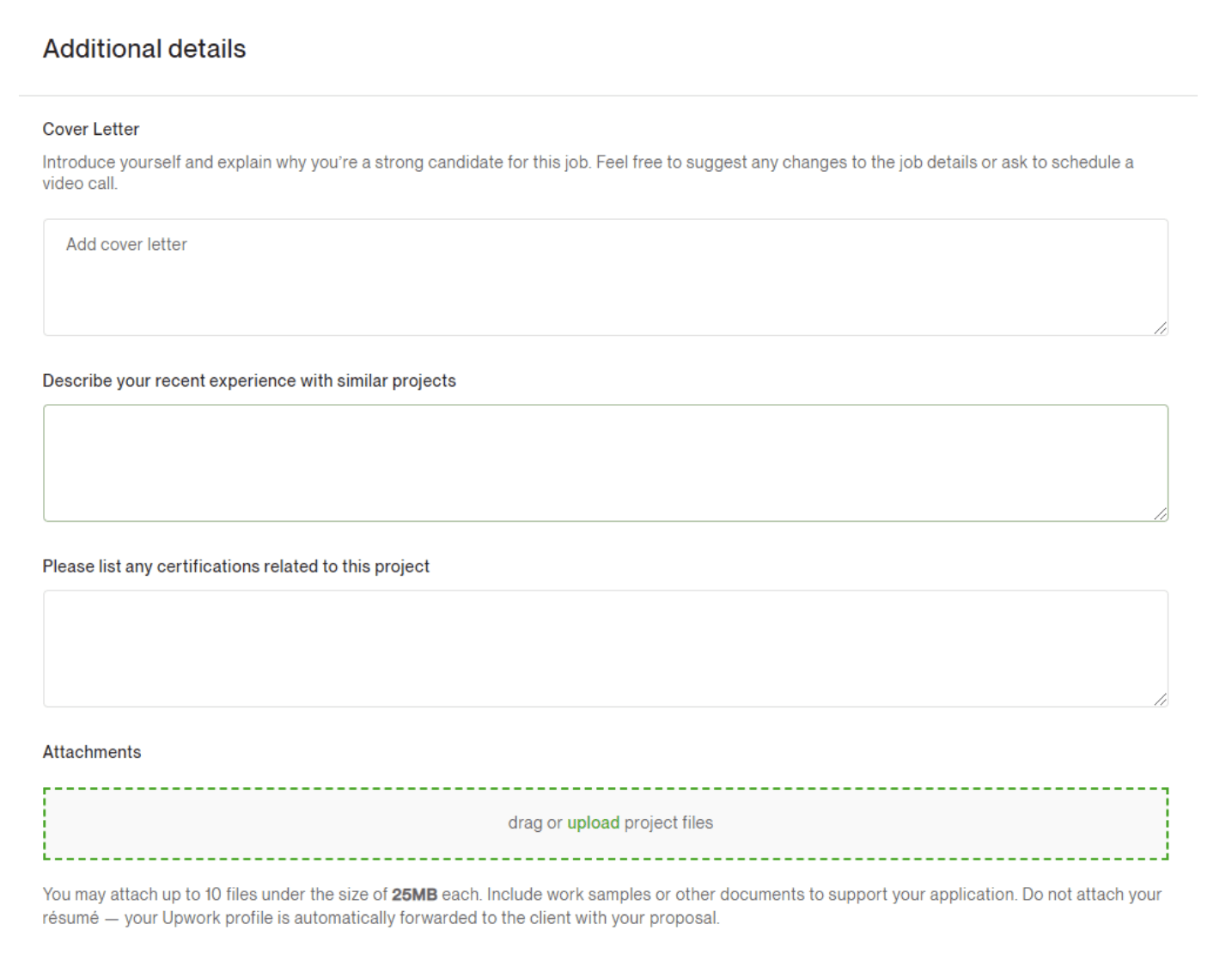 example job post on upwork