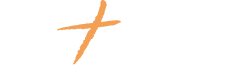 Orange hand-drawn cross or plus sign on a white background