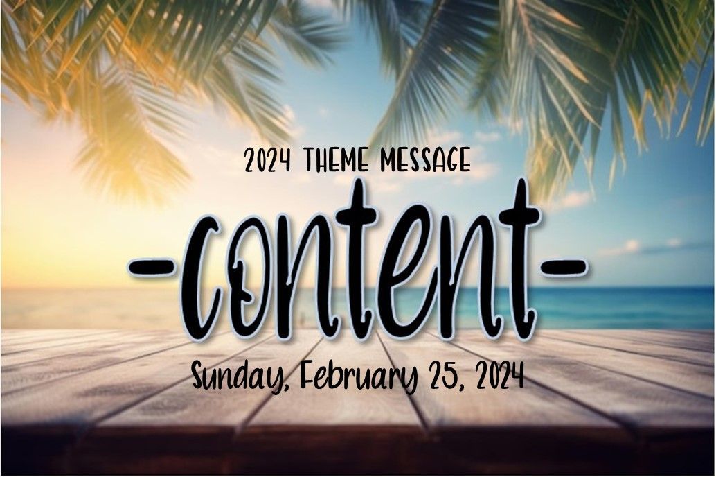 Tropical beach-themed title card reading “content” with date: Sunday, February 25, 2024.