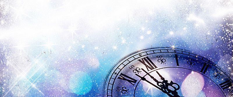 A close up of a clock with roman numerals on a snowy background.