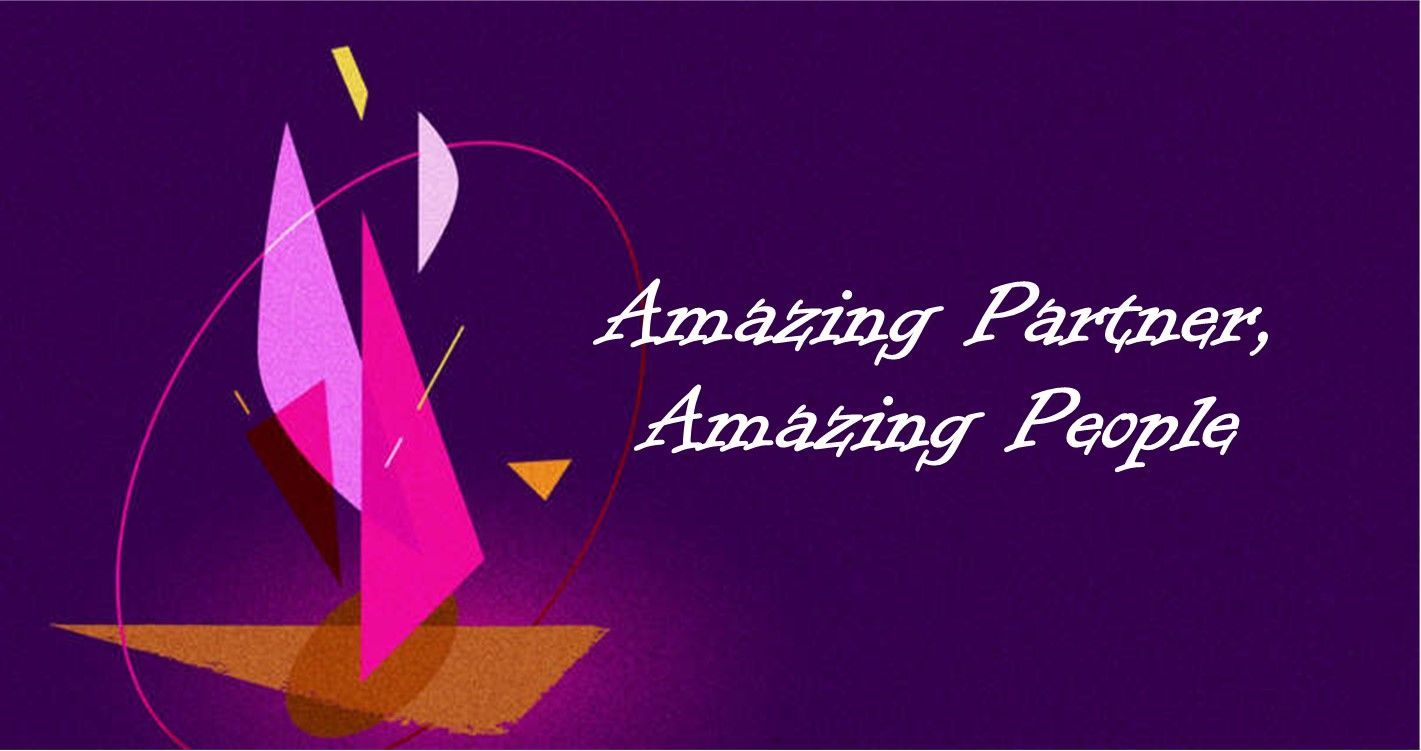 A purple background with the words amazing partner amazing people