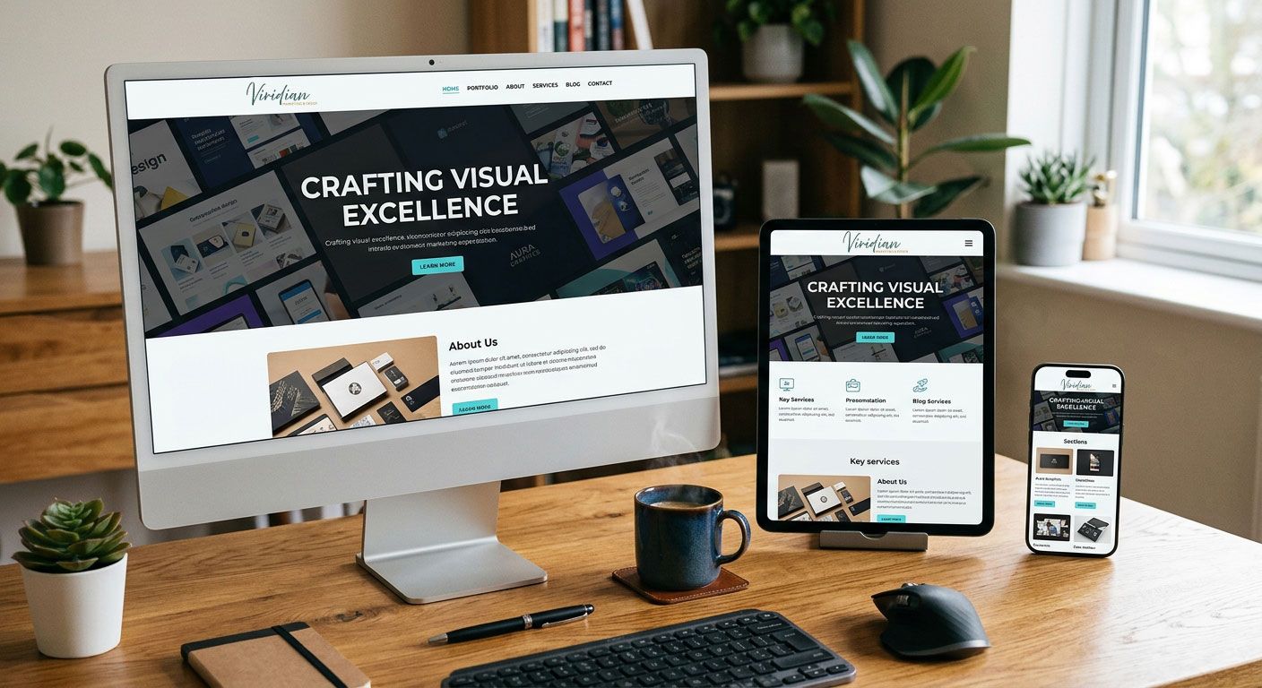 Different devices with custom Viridian Marketing & Design client website.