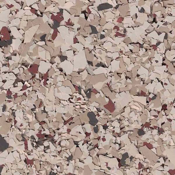 Pink and beige confetti-like pattern filling the frame, creating a textured ground surface