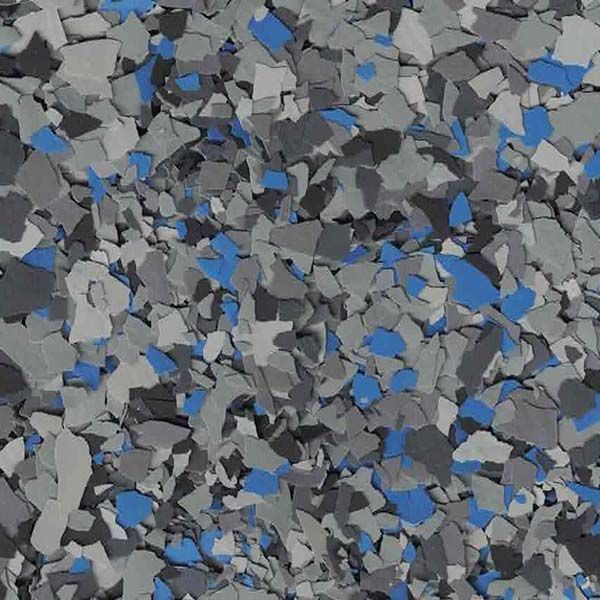 Gray and blue mosaic-like pattern of scattered angular fragments