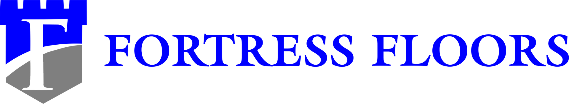 Fortress Floors logo with blue &ldquo;F&rdquo; icon and blue text on white background
