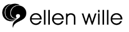 Black-and-white “ellen wille” logo with a stylized swirl icon.