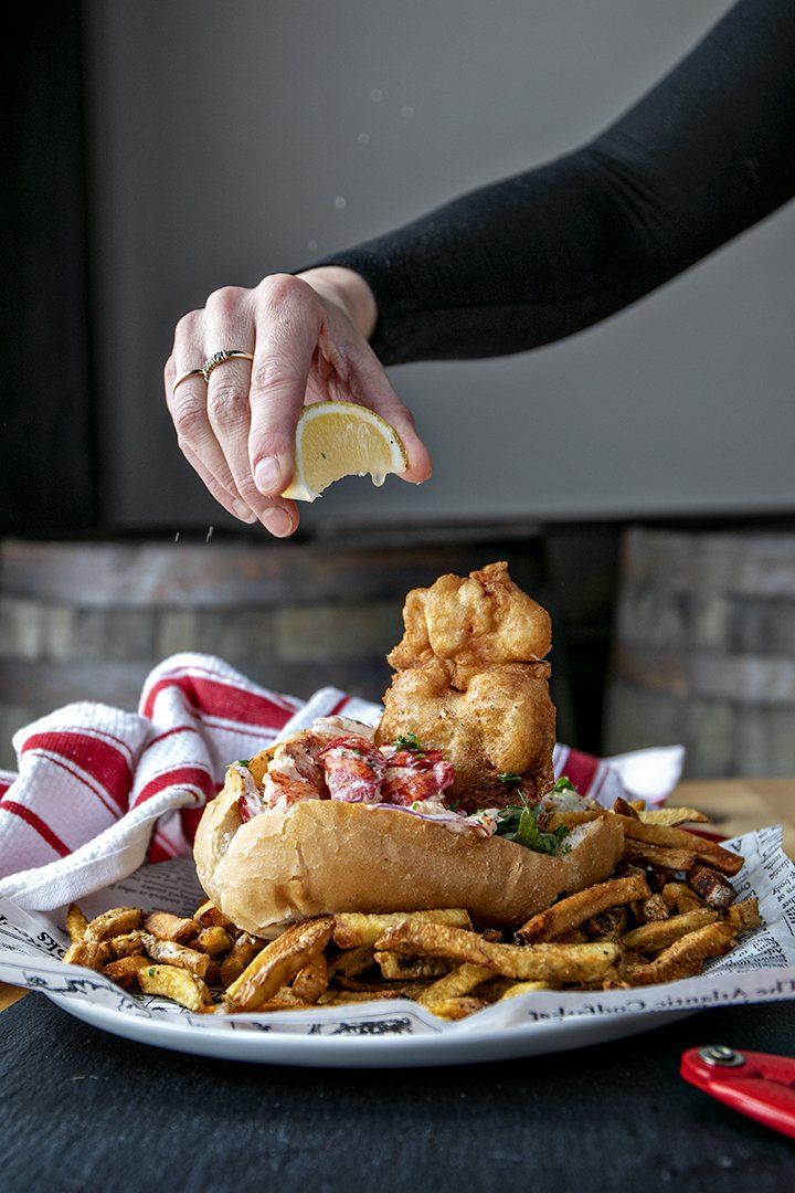 food chef meal photo photoshoot styled photography restaurant recipe salad photographer kitchener fish lemon squeeze action shot