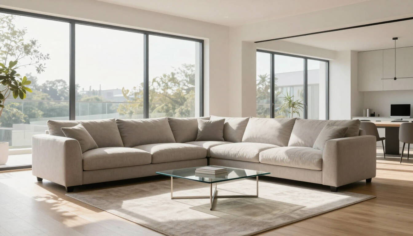 Close up of clean sofa fabric texture
