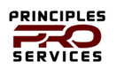 PRINCIPLES PRO Services logo with black text and a maroon stylized “PRO” on a white background