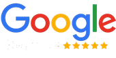 Google logo with a 5-star rating beneath it