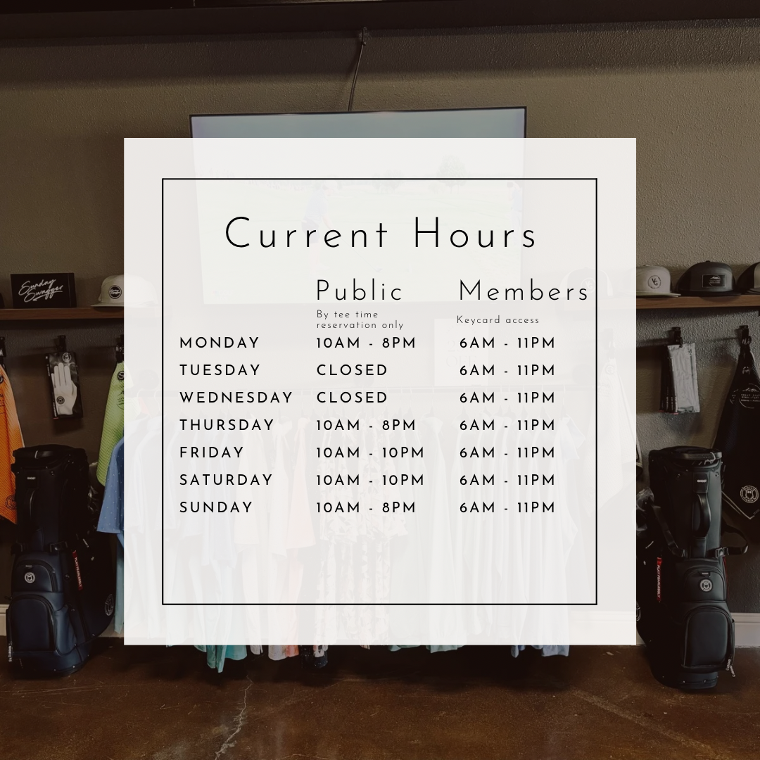 valley golf simulator operating hours