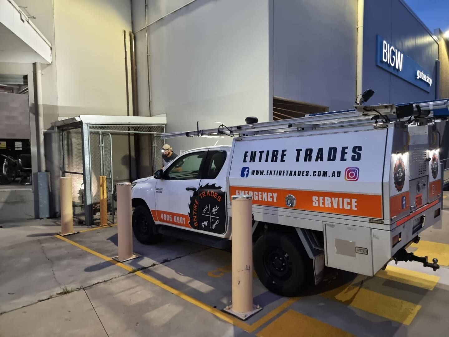 Van Parked Outside Building — Entire Trades in Maitland, NSW