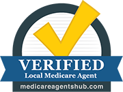 Verified Local Medicare Agent logo with yellow checkmark and website medicaresagenthub.com