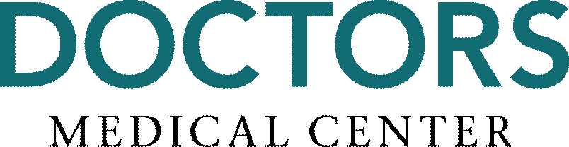 The logo for doctors medical center is blue and white.