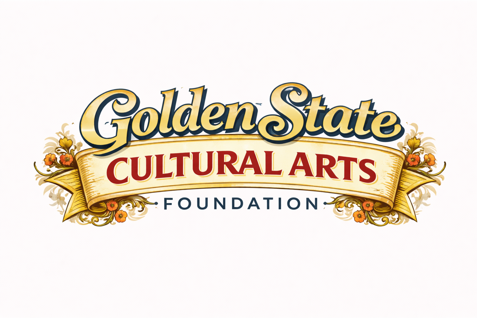Golden State Cultural Arts Foundation logo in gold and red on a white background