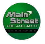 Main Street Tire and Auto green circular logo with white text and red accent lines