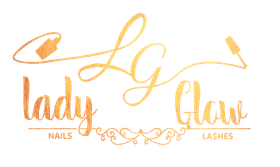Un logotipo dorado para uñas y pestañas con brillo femenino.