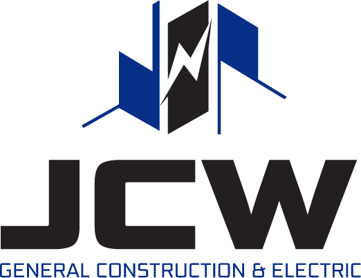 JCW General Construction & Electric logo in blue and black