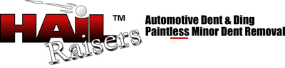 HAI Raisers logo with red car graphic and text: Automotive Dent & Ding Paintless Minor Dent Removal