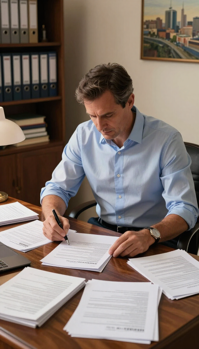 Property owner reviewing challenging paperwork