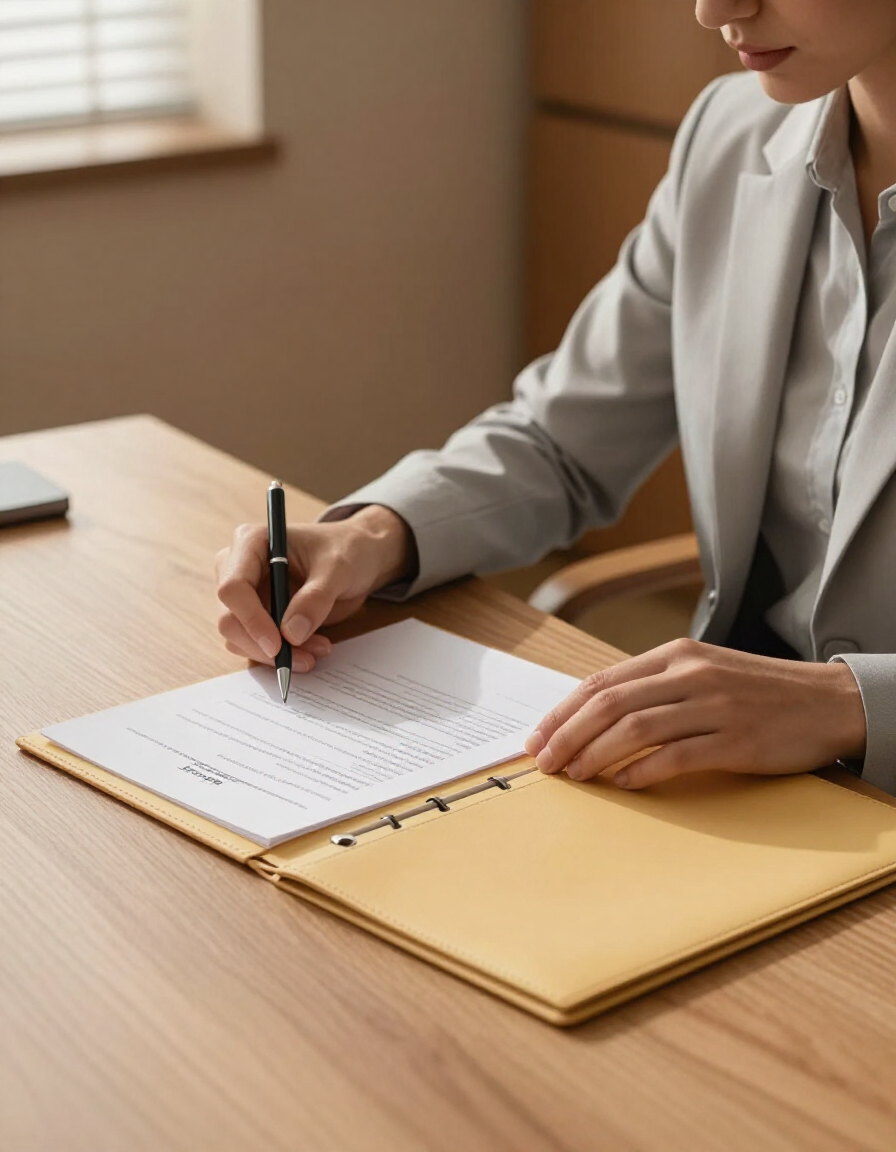 Professional reviewing a lease document