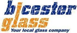 Blue and orange “bicester glass” logo with “Your local glass company” tagline