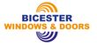 Bicester Windows & Doors logo in blue and orange with a circular abstract design
