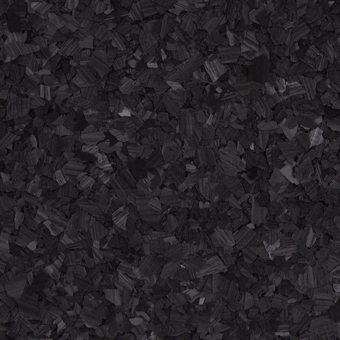 A seamless texture of dark grey, irregular-shaped rubber flooring particles.