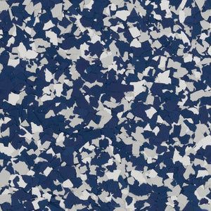 A seamless pattern of irregular navy blue, light gray, and white vinyl decorative chips for epoxy flooring.