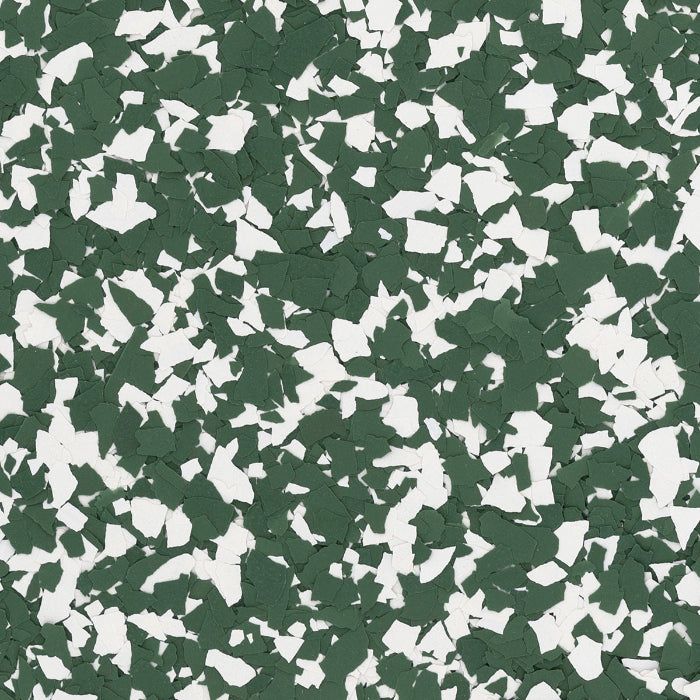 A seamless pattern of irregular white and forest green vinyl floor chips scattered over a light background.