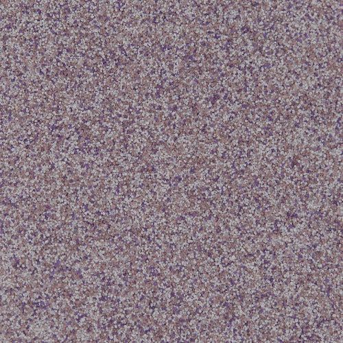 A close-up of a granite-like surface with a mottled texture featuring shades of mauve, beige, and dark purple.