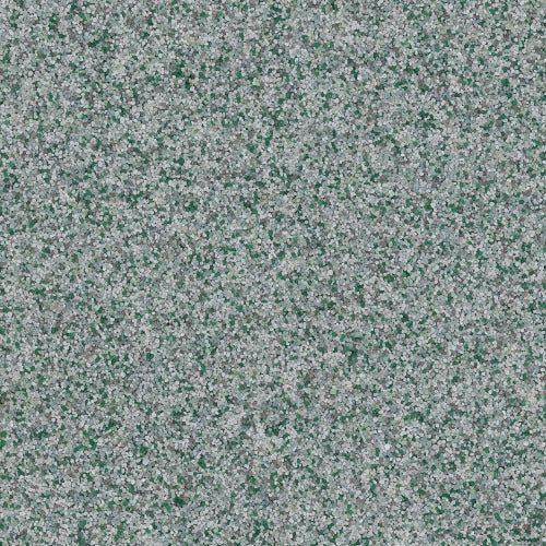 A textured surface with a dense, speckled pattern of dark green and grey flecks.