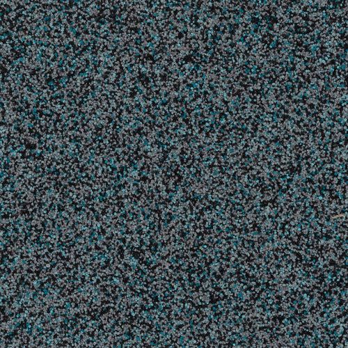A textured surface with a dense, speckled pattern of black, charcoal gray, and teal blue dots.