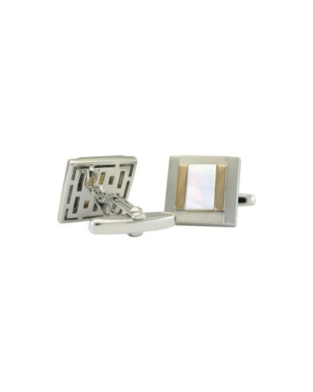 Pearl cufflinks set in precious metal for formal wear