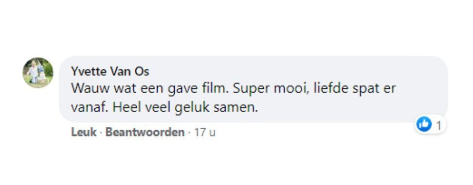 Een Nederlandse Facebook-reactie prijst de film als 