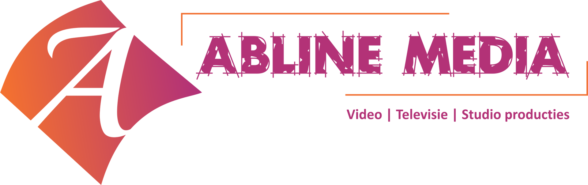 Het Abline Media-logo in roze en oranje met de slogan 