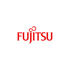 Fujitsu logo in red text with the infinity symbol over the