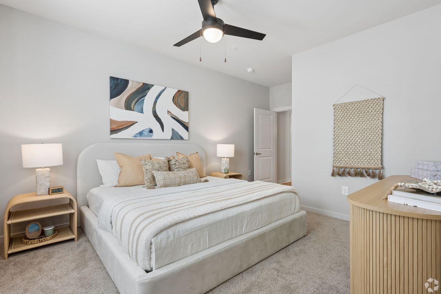 Interior photo of a modern bright bedroom