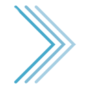 Three blue arrows pointing to the right on a white background.
