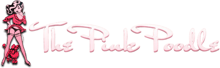 Pink “The Pink Poodle” logo with a poodle illustration on a white background