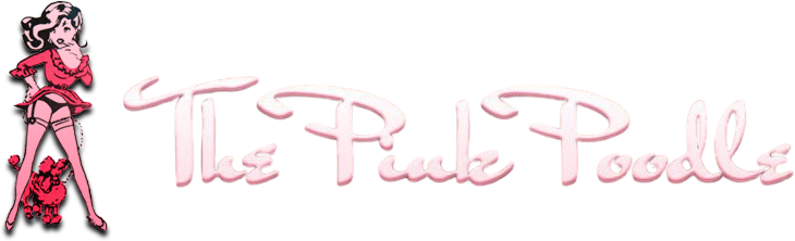 Pink logo reading “The Poodle Poodle” with a cartoon poodle on the left