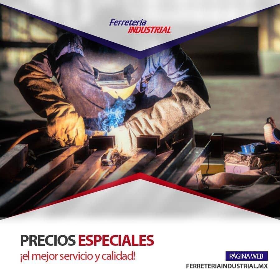 Soldador trabajando, saltan chispas. Anuncio de 